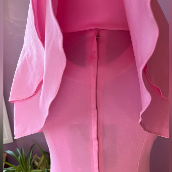 Vintage light pink stretchy maxi dress with butterfly sleeves and rose - Picture 6 of 6